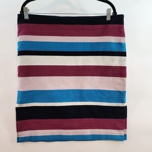 Ann Taylor Loft Outlet Striped Textured Pencil Skirt Cotton Stretch Skirt  sz 16